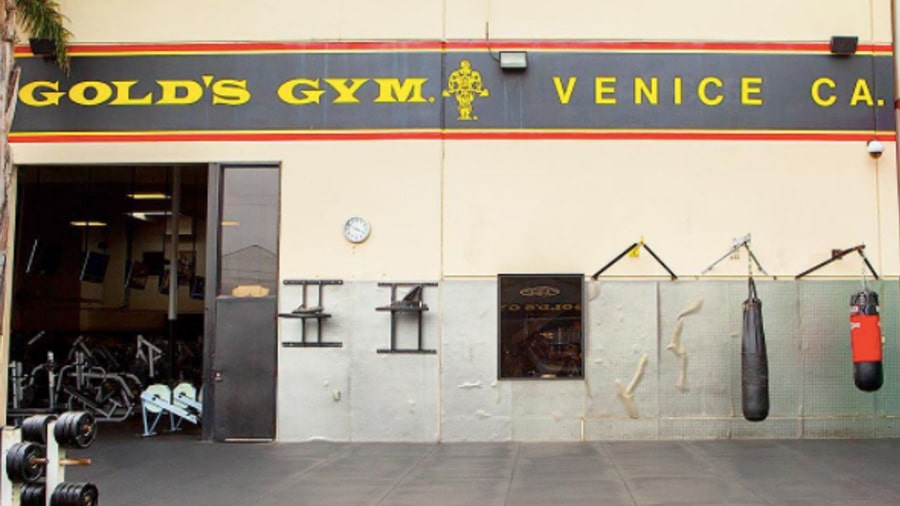 The outdoor workout space at Gold's Gym in Los Angeles.