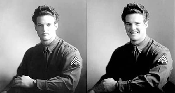 Steve Reeves in military uniform during World War II.