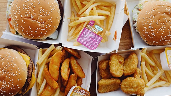 Burgers, fries and nuggets from a major fast food chain, a salty diet that promotes water retention.