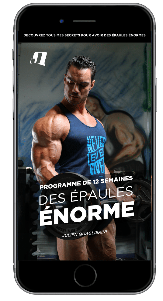 La couverture du programme de musculation conçu par le coach sportif Julien Quaglierini pour avoir des épaules énormes en 12 semaines.