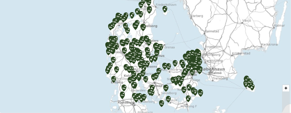 friluft carte des shelters au Danemak