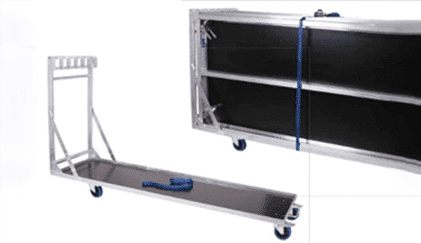 Nivtec has smart transport trolleys for podiums that are easy to drive and narrow enough to fit through a standard door.