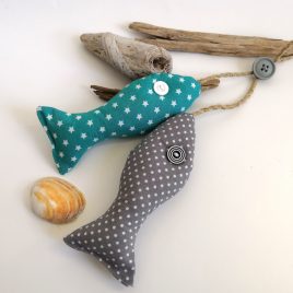 Fabric fish in grey and trquoise