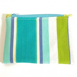 blue striped make up bag