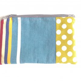 zipped pouch denim stripes and spots