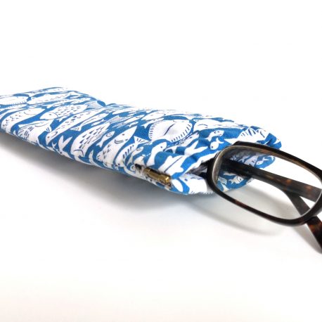 glasses case, blue fish