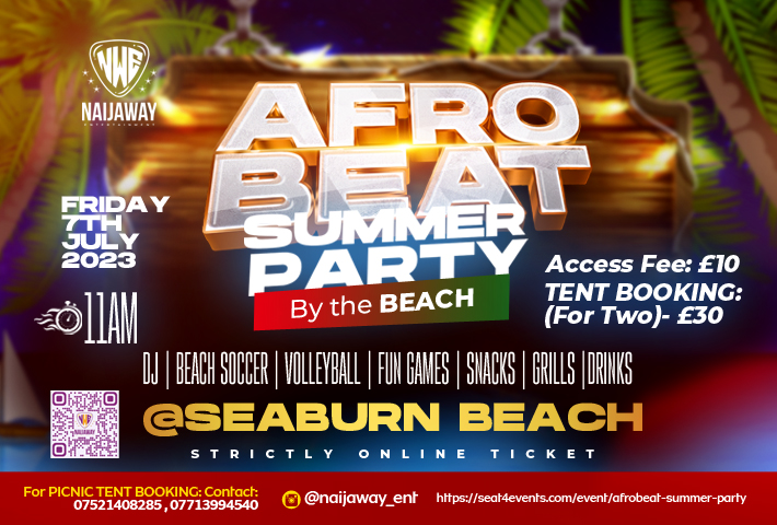 AFROBEAT SUMMER PARTY by the beach | Seat4events