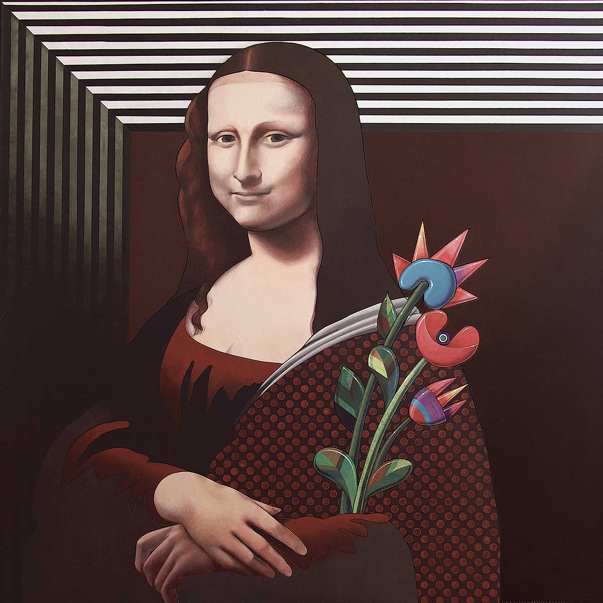 Bouquet2000 (Leonardo Da Vinci  – 1503 – La Giocanda / Monna Lisa) Acrylic on Plywood panel 120x120x6 cm 2016 