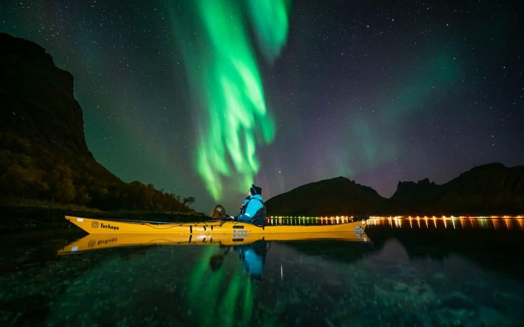 unique night aurora northern lights kayak experience