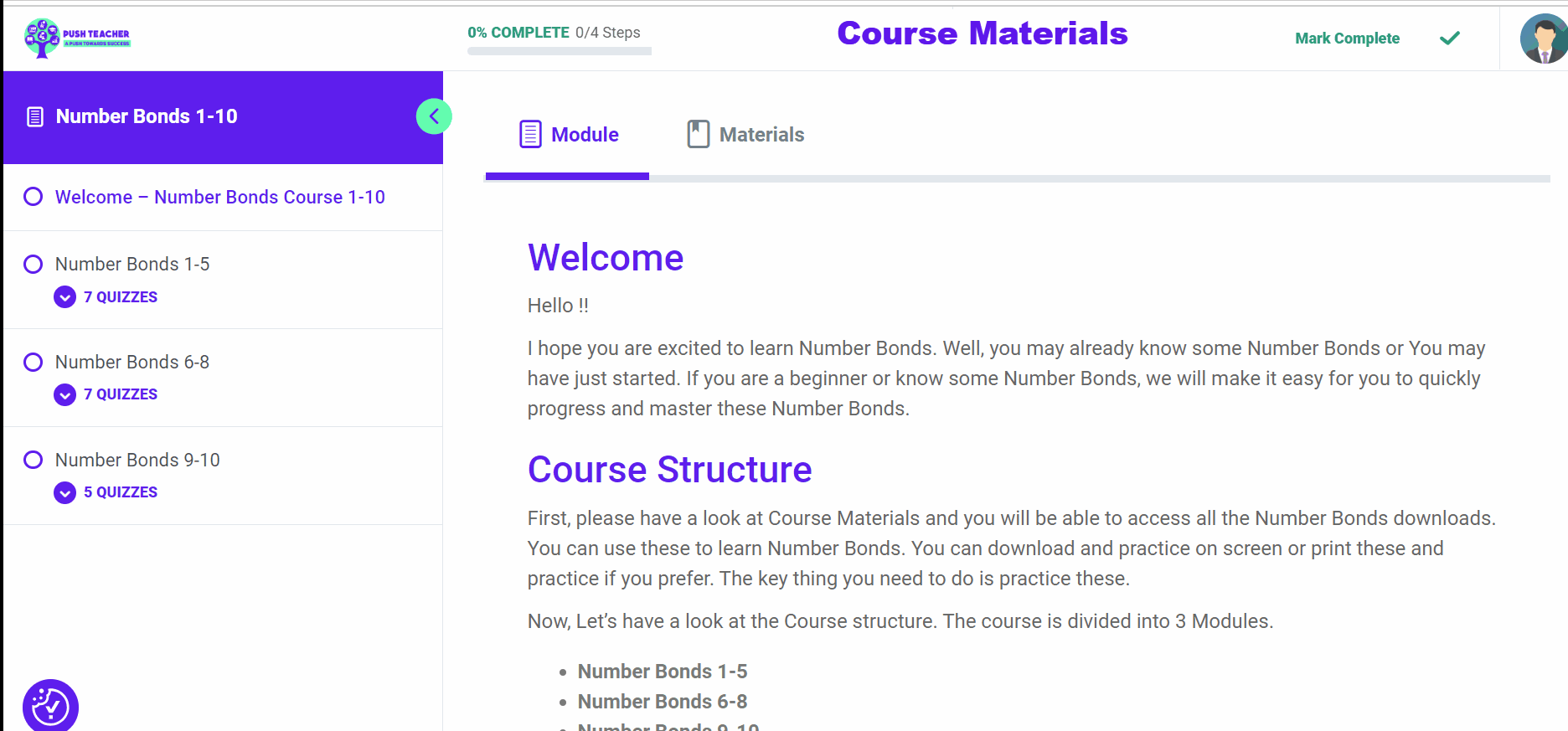 Number Bonds 1-10 Course Materials