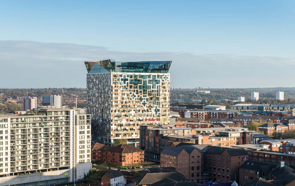 Panoramic,View,Of,Birmingham,,Uk,,Including,The,"cube",Building