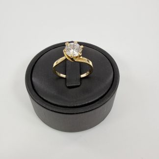 Anello Solitario in Oro Giallo con Zircone