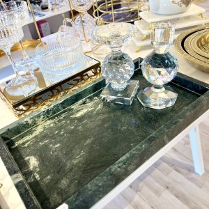 Stort aflangt marmorfad, grøn