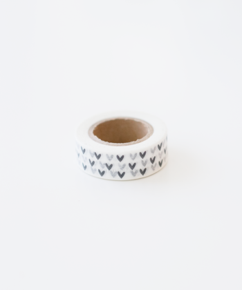 Masking tape hartjes, masking tape zwart wit, lief klein geluk, cadeautape