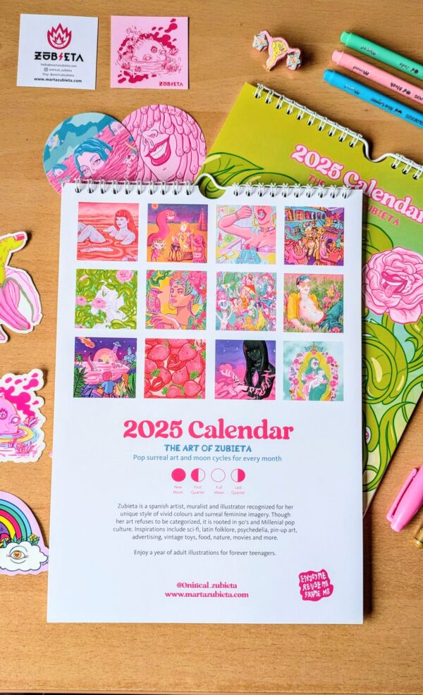 2025 illustrated quirky and colourful calendar