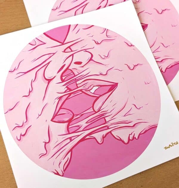 sticky love art print by zubieta