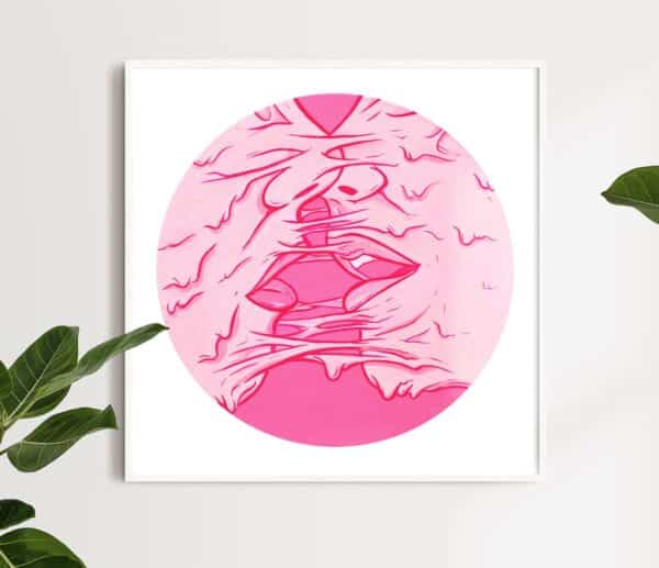 lovers kissing pink wall art