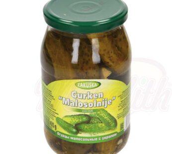 Zakuska pickled gherkins "Malosolnije" with dill
