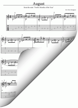 August from “Twelve Months” (sheet music and TAB)