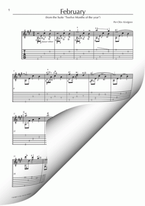 February from "Twelve Months of the Year" (Sheet music + TAB)