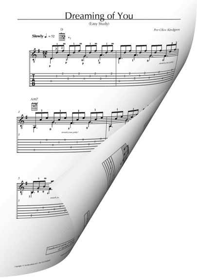 Dreaming of You (easy study) (Sheet music + TAB)