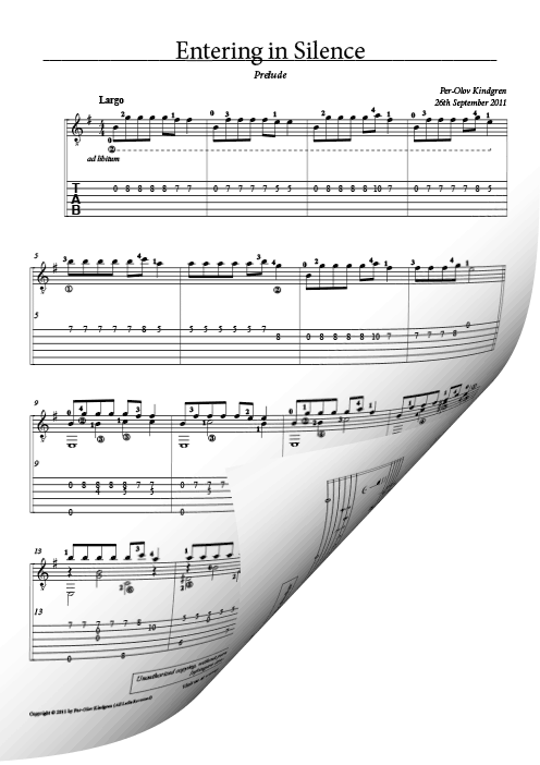 Entering In Silence (sheet music + TAB)