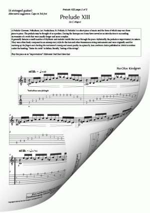 Prelude XIII in C (scores for 6-stringed 11-stringed incl. TAB)