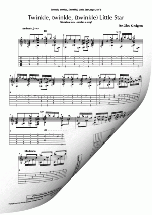 Twinkle, twinkle twinkle Little Star (sheet music + TABs)