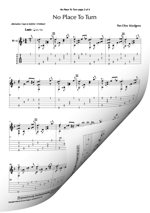 No Place To Turn (sheet music + TABs)