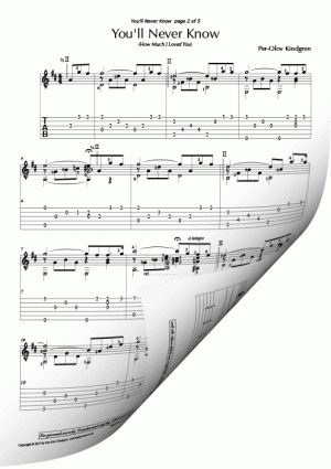 You'll Never Know (sheet music + TABs)
