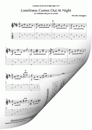 Loneliness Comes Out At Night (Sheet Music + TAB)