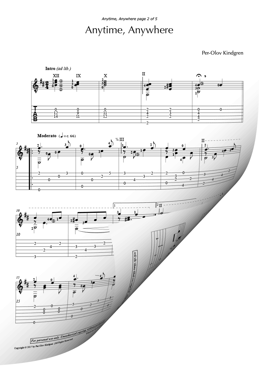 Anytime, Anywhere (Sheet Music + TAB)