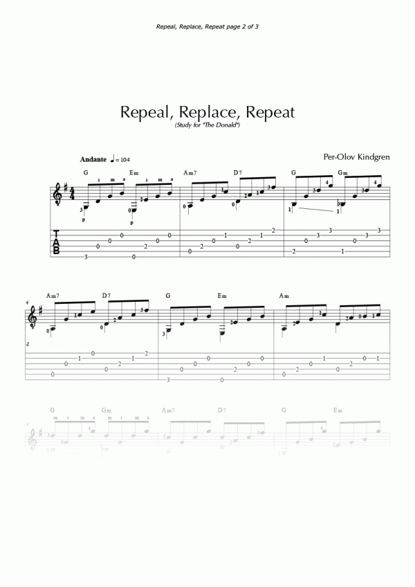 Repeal, Replace, Repeat (Sheet Music + TABs)