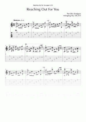Reaching Out for You (sheet music + TABs)