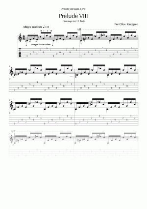 Prelude VIII (sheet music + TAB)