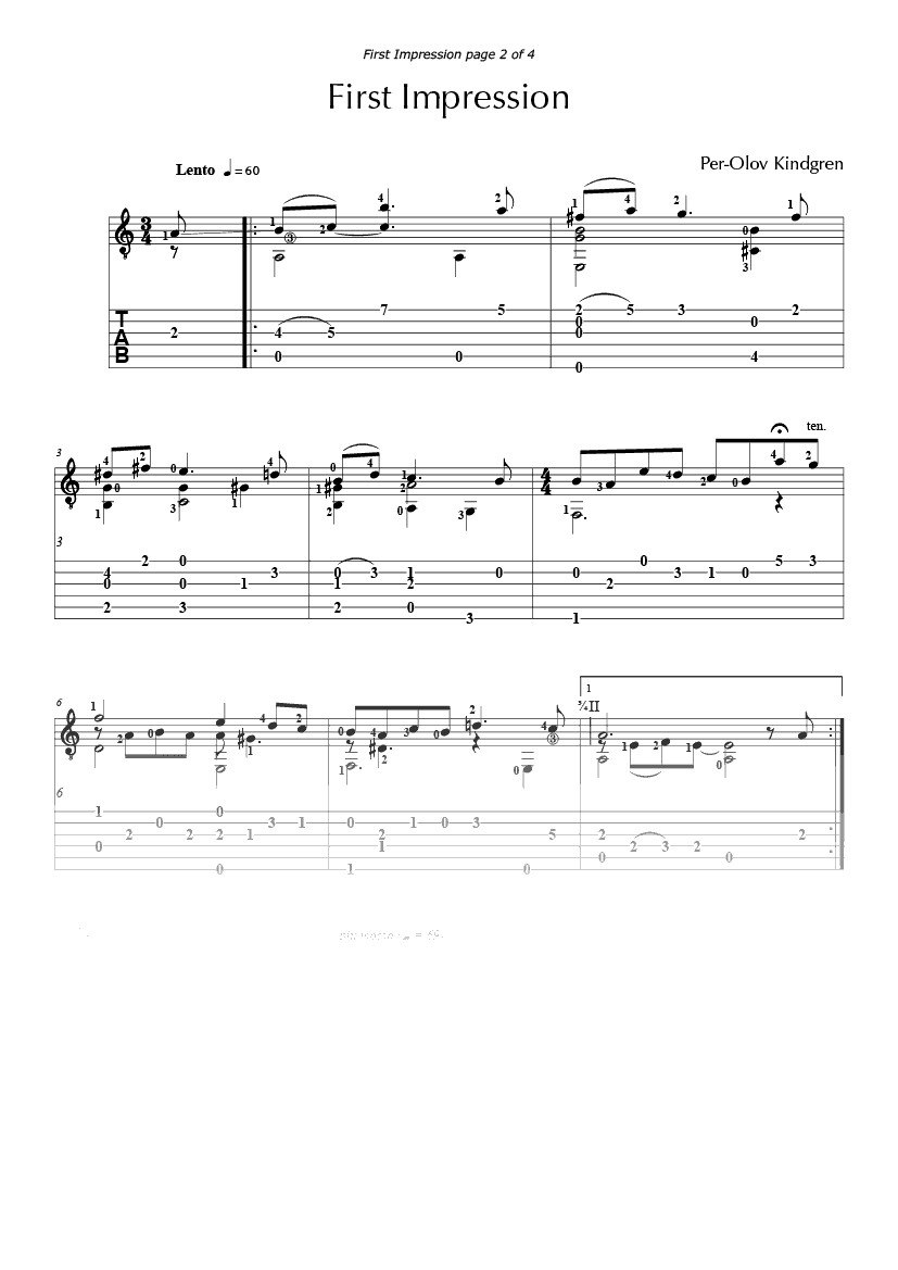 First Impression (sheet music + TABs)