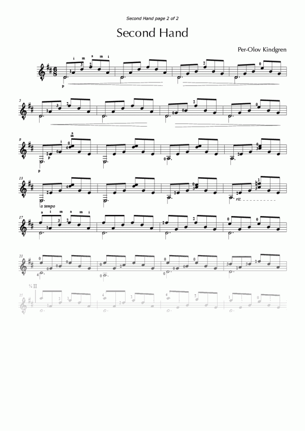 Second Hand (sheet music)