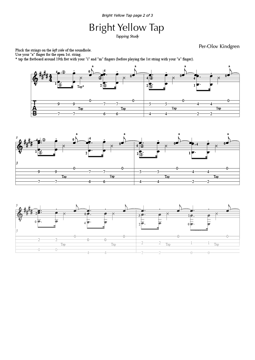 Bright Yellow Tap (sheet music + TABs)