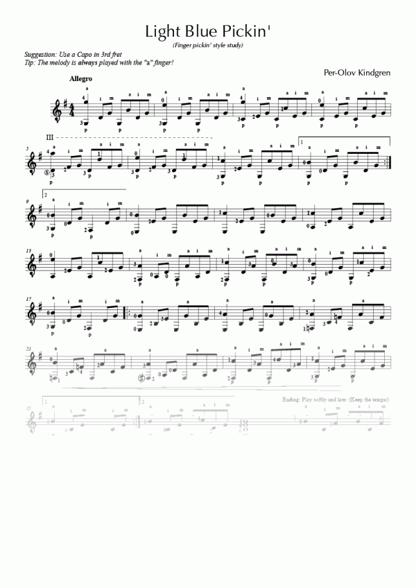 Light Blue Pickin' (sheet music)