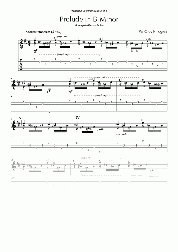 Prelude i B-Minor (sheet music + TABs)