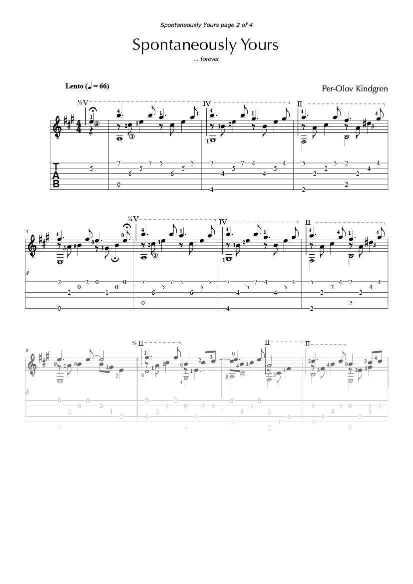 Spontaneously Yours (sheet music + TABs)