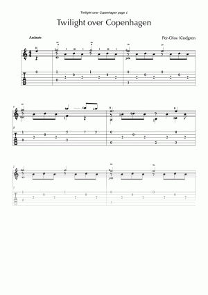 Twilight over Copenhagen (sheet music + TABs)