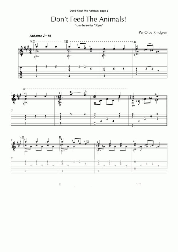 Don’t Feed The Animals (sheet music + TABs)