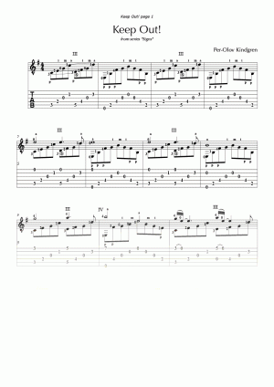 Keep Out! (sheet music + TABs)