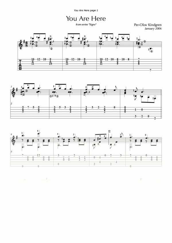 You Are Here (sheet music + TAB)