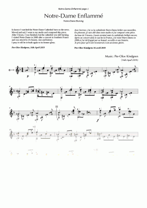 Notre Dame Enflammée (sheet music)
