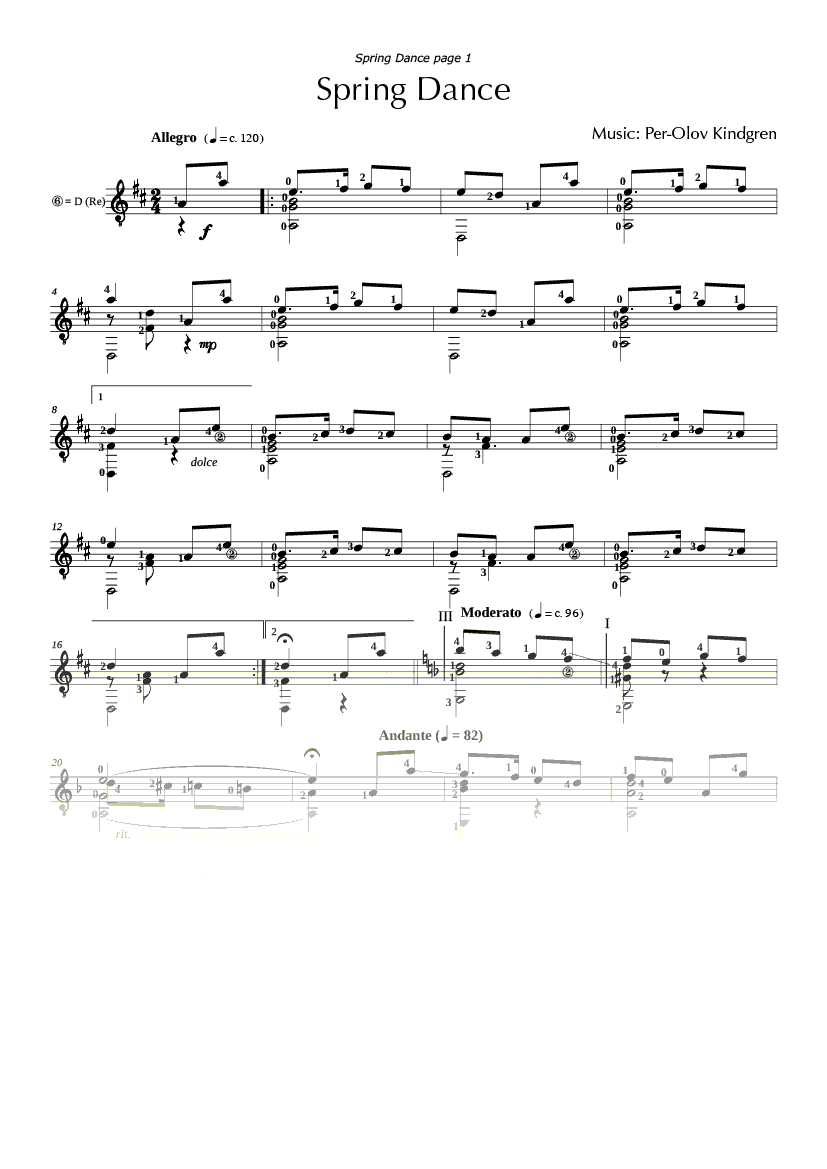 Spring Dance (sheet music) PEROLOV KINDGREN MUSIC ONLINE
