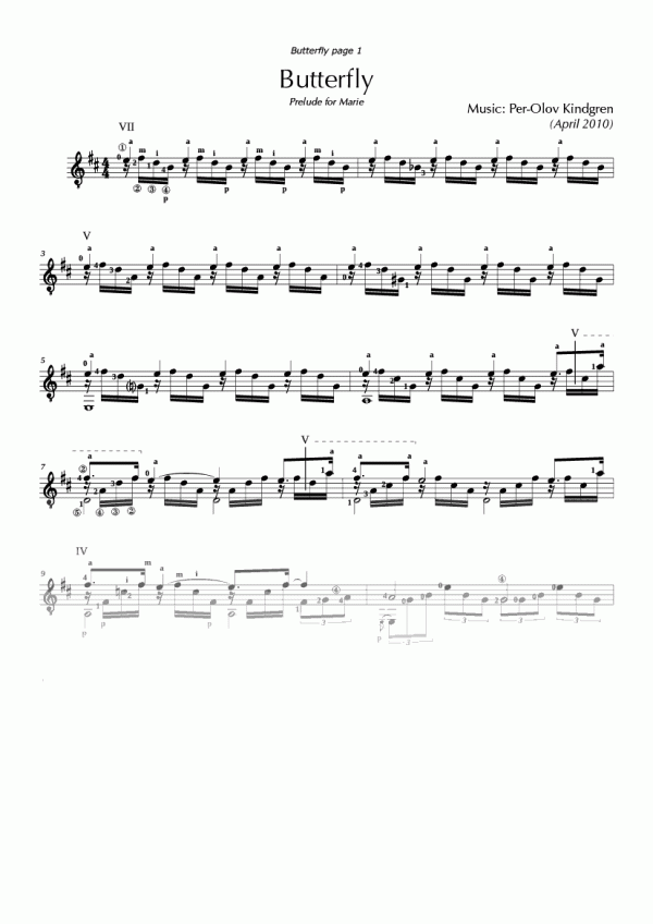 Butterfly (Prelude for Marie) (sheet music)