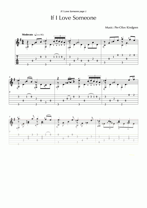 If I Love Someone (sheet music + TABs)