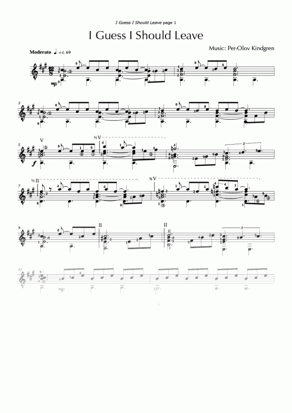 I Guess I Should Leave (sheet music)